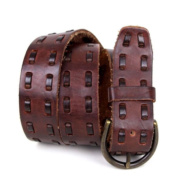 Mossimo Supplay BROWN GENUINE LEATHER 1 3/8"Wd CASUAL DRESS WOMEN'S BELT L (F15 - Picture 1 of 12